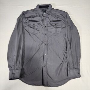 Modern Culture Button Up Long Sleeve Size XL Grey Accent Zippers